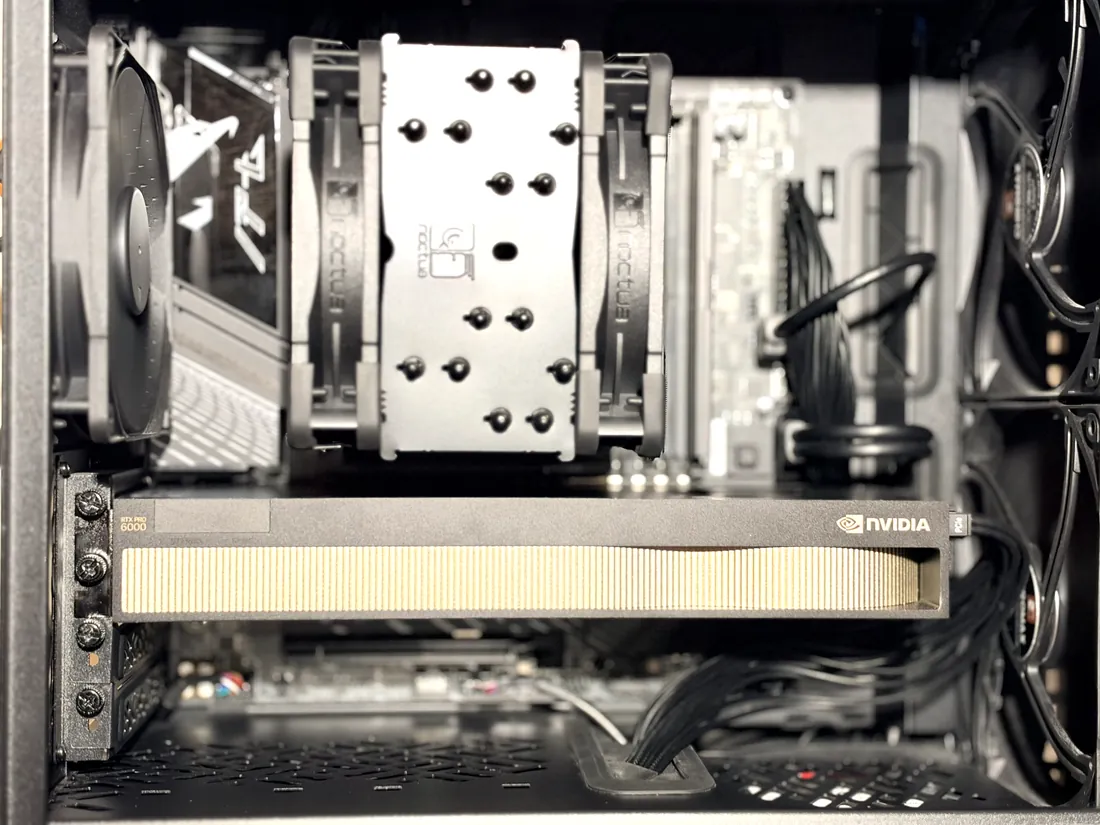 The NVIDIA RTX PRO 6000 inside an AMW ai Vault Ultra.